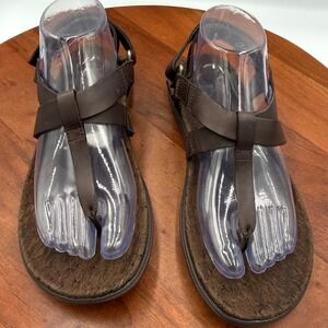 Merrell Bracken Brown Leather Sandals Cork Thong Gladiator Comfort Womens 9